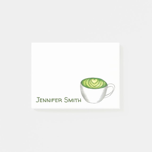Japanese Matcha Green Tea Latte Drink Personalised Post-it Notes (Front)