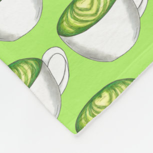 Japanese Matcha Green Tea Latte Teacup Foodie Fleece Blanket