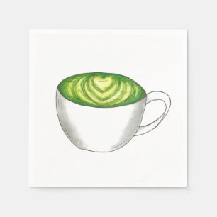 Japanese Matcha Green Tea Latte Teacup Foodie Napkin