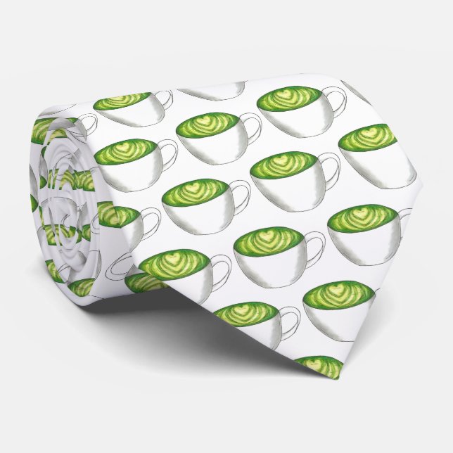 Japanese Matcha Green Tea Latte Teacup Foodie Tie (Rolled)