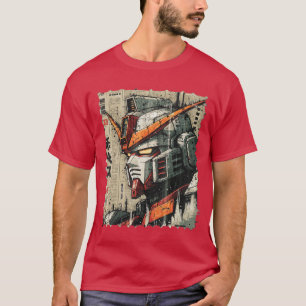Japanese Mecha Robot Head Vintage Anime Art Mens B T-Shirt