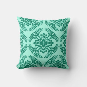Japanese Medallion Pattern, Aqua and Turquoise Cushion