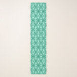 Japanese Medallion Pattern, Aqua and Turquoise  Scarf<br><div class="desc">Long scarf in a classic Japanese kimono pattern of stylised,  four-way,  medallions of leaves and flowers in deep turquoise on a soft aqua background</div>