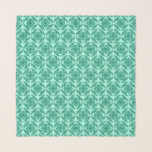 Japanese Medallion Pattern, Aqua and Turquoise  Scarf<br><div class="desc">Square scarf in a classic Japanese kimono pattern of stylised,  four-way,  medallions of leaves and flowers in deep turquoise on a soft aqua background</div>