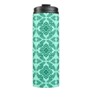 Japanese Medallion Pattern, Aqua and Turquoise  Thermal Tumbler