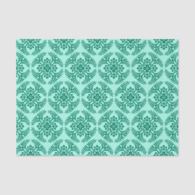 Japanese Medallion Pattern, Aqua and Turquoise Tissue Paper (Front)