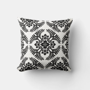Japanese Medallion Pattern, Black and White Cushion