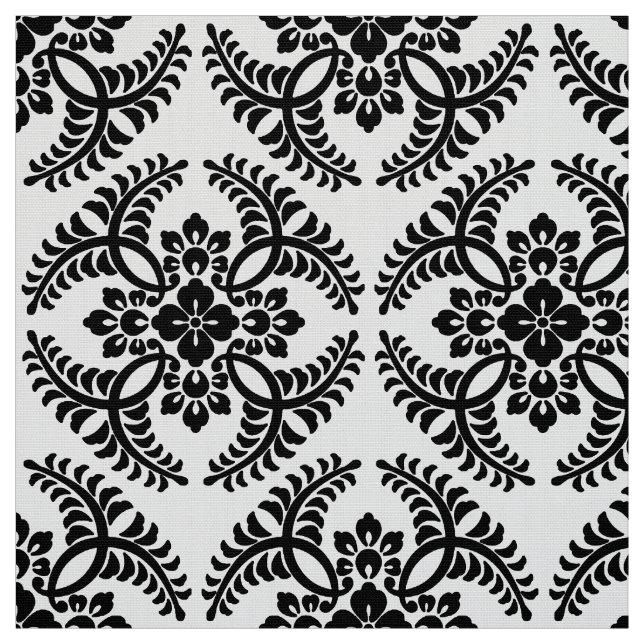 Japanese Medallion Pattern, Black and White Fabric (Swatch)
