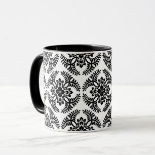 Japanese Medallion Pattern, Black and White Mug