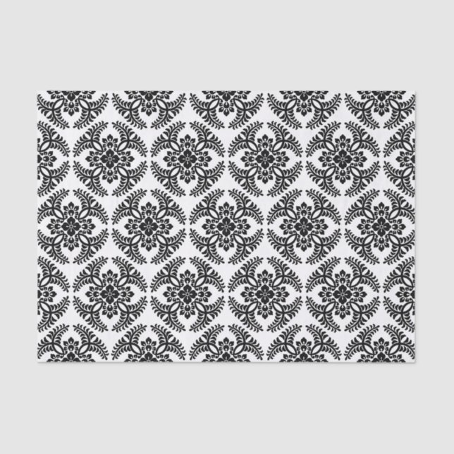 Japanese Medallion Pattern, Black and White Tissue Paper (Front)