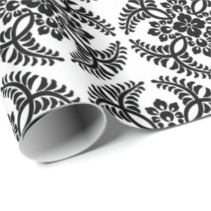 Japanese Medallion Pattern, Black and White Wrapping Paper