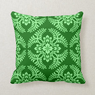 Japanese Medallion Pattern, Dark Jade Green Cushion