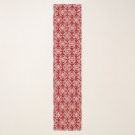 Japanese Medallion Pattern, Deep Red and White Scarf<br><div class="desc">Long scarf in a classic Japanese kimono pattern of stylised,  four-way,  medallions of leaves and flowers in white on a deep Chinese red background</div>