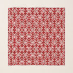 Japanese Medallion Pattern, Deep Red and White Scarf<br><div class="desc">Square scarf in a classic Japanese kimono pattern of stylised,  four-way,  medallions of leaves and flowers in white on a deep Chinese red background</div>