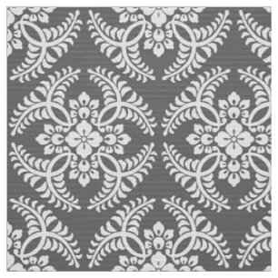Japanese Medallion Pattern, Grey / Grey & White Fabric