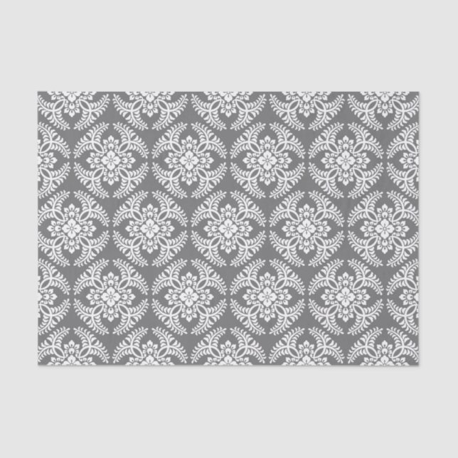 Japanese Medallion Pattern, Grey / Grey & White Tissue Paper (Front)