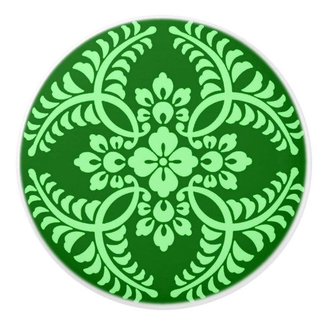 Japanese Medallion Pattern, Jade Green Ceramic Knob (Front)
