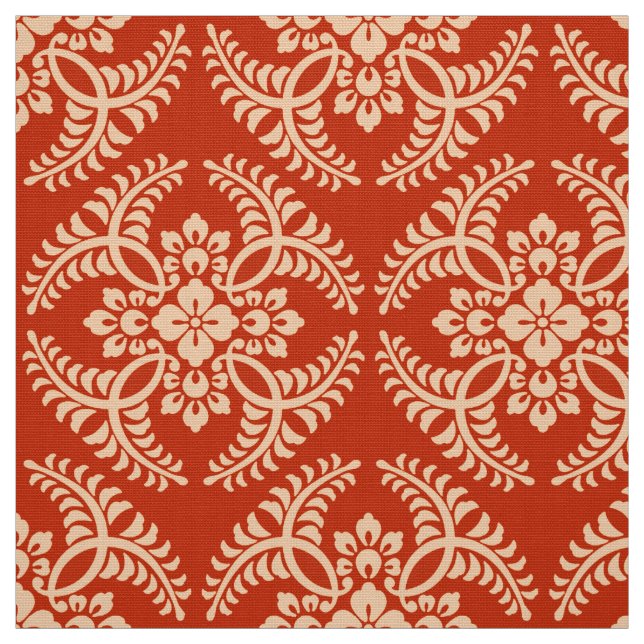 Japanese Medallion Pattern, Mandarin Orange Fabric (Swatch)