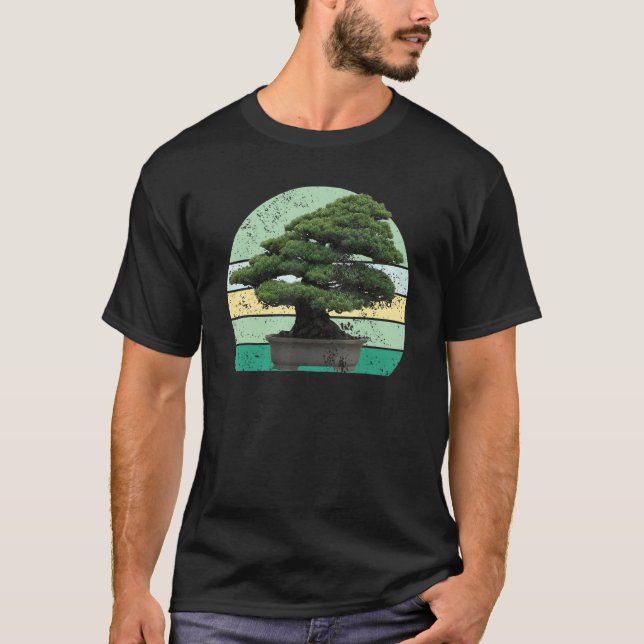 Japanese Men And Women Sunset Japan Retro Bonsai T T-Shirt (Front)