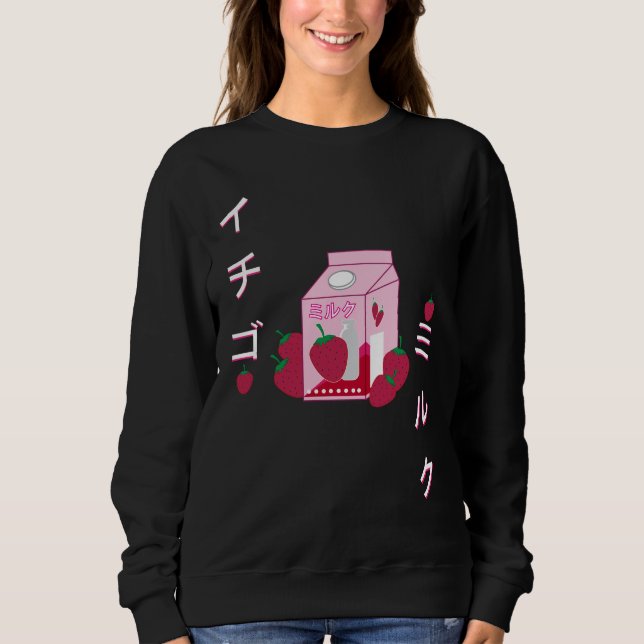 Japanese Milk Carton Gift Strawberry Milkshake Sweatshirt (Front)