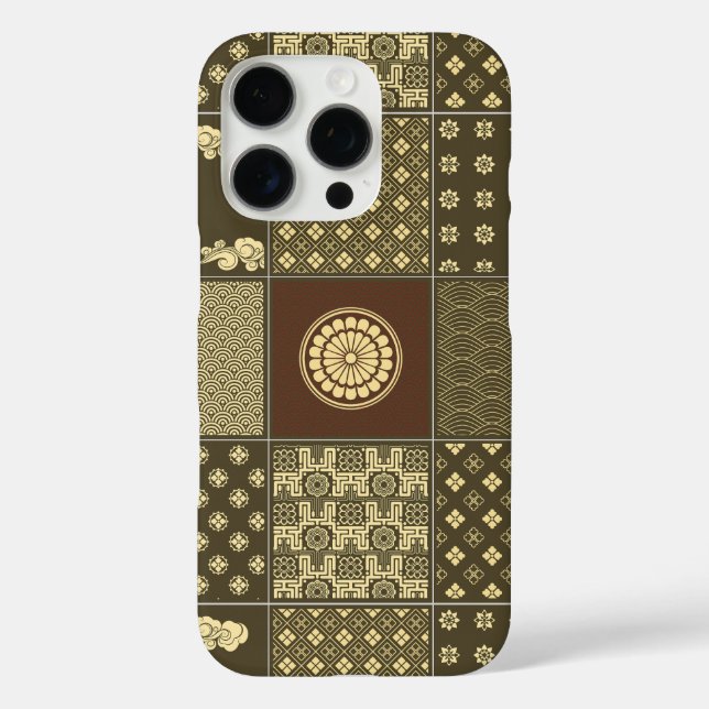 Japanese Mix Pattern Patchwork Noir Case-Mate iPhone Case (Back)