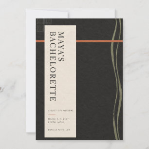 Japanese Modern Sumi Bachelorette Invitation