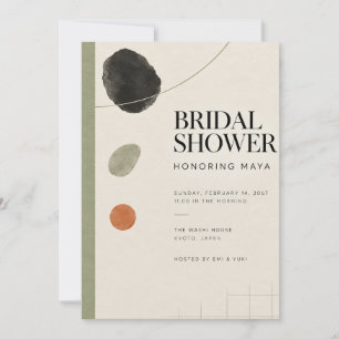 Japanese Modern Sumi Bridal Shower Invitation