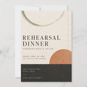 Japanese Modern Sumi Rehearsal Dinner Invitation