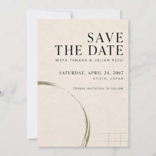 Japanese Modern Sumi Save the Date Invitation