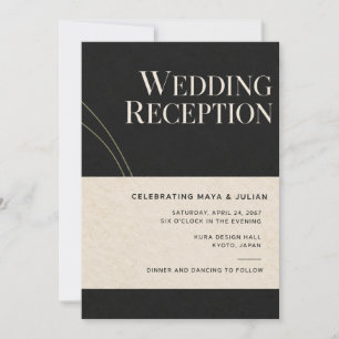 Japanese Modern Sumi Wedding Reception Invitation