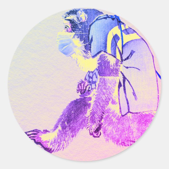 JAPANESE MONKEY WITH FACE MASK CUSTOM Sticker (Front)