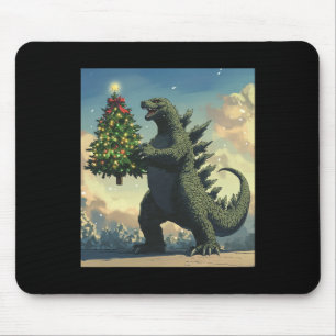 Japanese Monster Kaiju Carrying Christmas Tree Mouse Pad