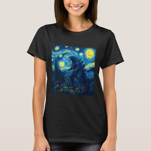 Japanese Monster Kaiju Van Gogh Starry Night  T-Shirt (Front)