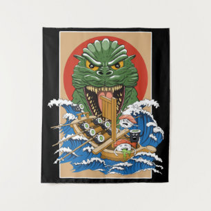 Japanese Monster Sushi Lover Tapestry