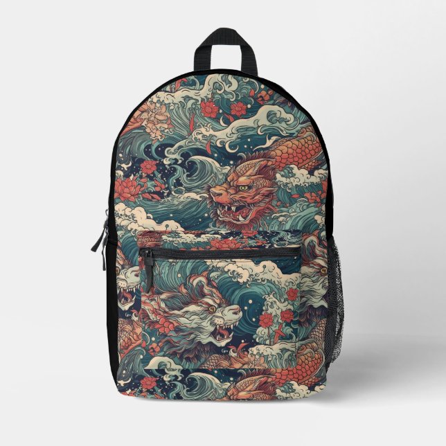 Japanese Monsters Tattoo Art Printed Backpack (Front)