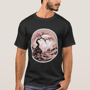 Japanese Moon Sakura Garden Geisha Mount Fuji Cher T-Shirt