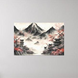 Japanese mountains in the mist canvas print