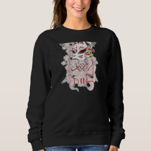 Japanese Mythical Creature Kitsune Mask Nine Taile Sweatshirt