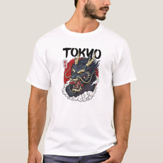 Japanese Mythical Dragon Art Design T-Shirt