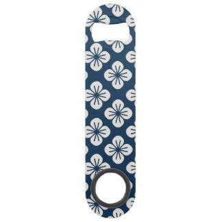 Japanese Navy Blue Ivory Floral Geometric Pattern