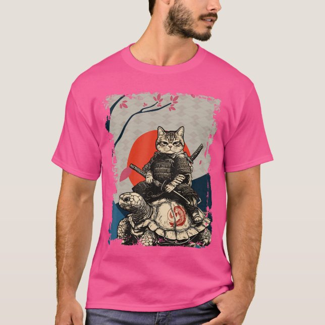Japanese Ninja Art and Japan Samurai Cat onurtle f T-Shirt (Front)