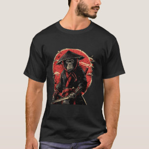 Japanese Ninja Monkey Japanese Warrior Samurai Mon T-Shirt