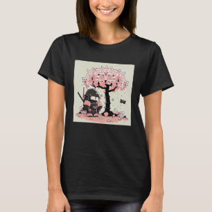 Japanese Ninja swordsman Cherry blossom tree butte T-Shirt