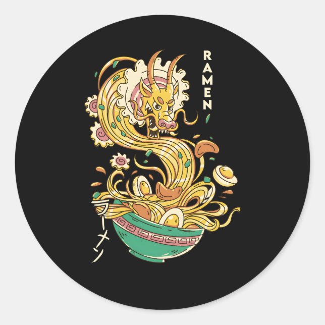 Japanese Noodles Ra Dragon Soup Otaku Foodie Classic Round Sticker (Front)