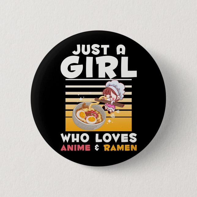 Japanese Noodles Ramen Anime Girl Manga Otaku 6 Cm Round Badge (Front)