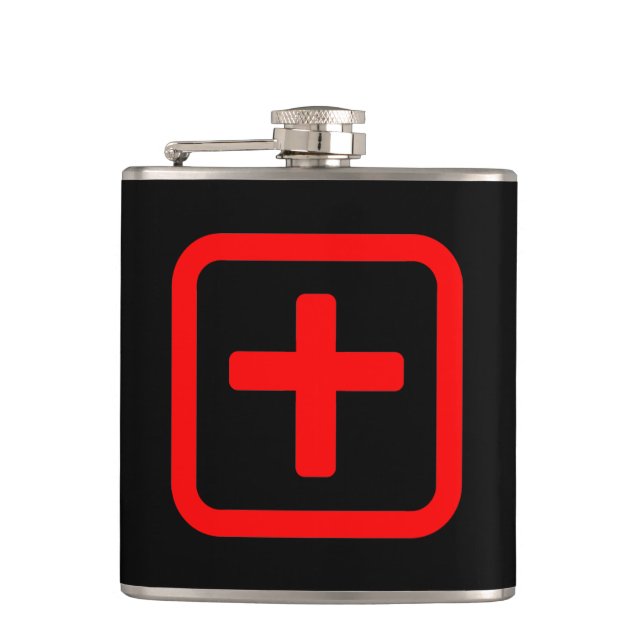 Japanese Number Ten 十 【Ju】 Kanji Hip Flask (Front)