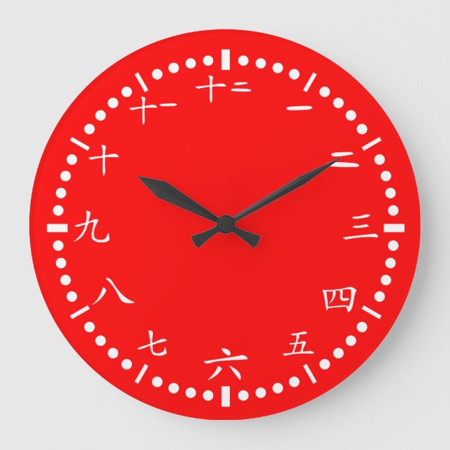 Japanese numbers red background large clock (Front)