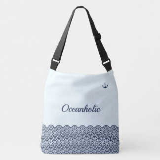 Japanese ocean waves patterned crossbody bag