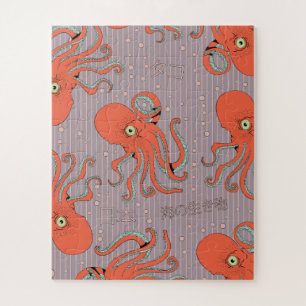 Japanese Octopus Pattern Jigsaw Puzzle