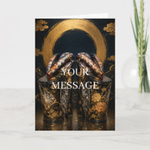 Japanese Oiran Geta Kintsugi Gold Art Card